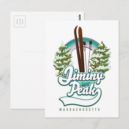 jiminy peak massachusetts ski logo briefkaart (Voorkant / Achterkant)