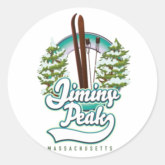 Jiminy Peak Massachusetts ski logo Ronde Sticker (Voorkant)