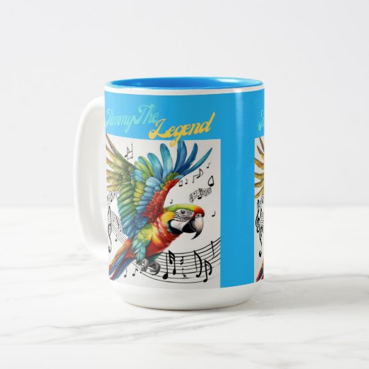 Jimmy The Legend Coffee Mok, Parrot Cup, Muziek Tweekleurige Koffiemok (Voorkant links)