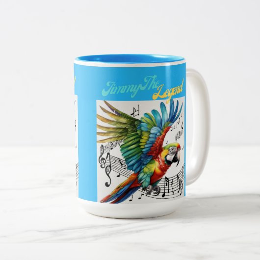 Jimmy The Legend Coffee Mok, Parrot Cup, Muziek Tweekleurige Koffiemok (Voorkant rechts)