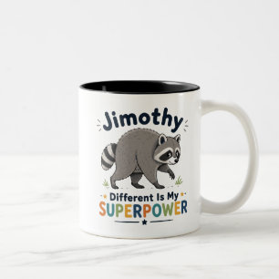Jimothy anders zijn is mijn superkracht tweekleurige koffiemok
