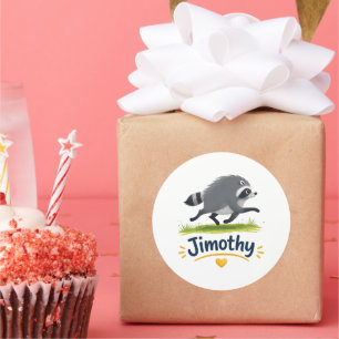 Jimothy Virale Wasbeer Grappige Afvalbeer Natuur Ronde Sticker