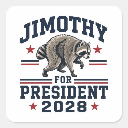 Jimothy voor president 2028 vierkante sticker (Voorkant)