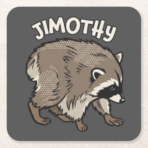 Jimothy Wasbeer Comic Stijl Dier Kartonnen Onderzetters