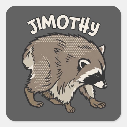Jimothy Wasbeer Comic Stijl Dier Vierkante Sticker (Voorkant)