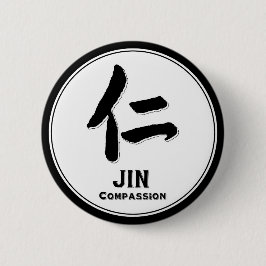 JIN compassion bushido deugd samurai kanji Ronde Button 5,7 Cm