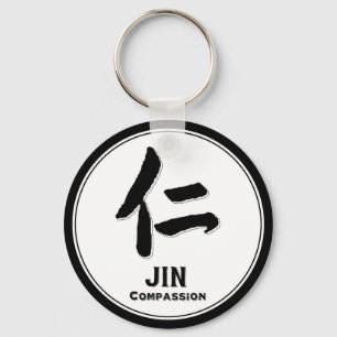 JIN Compassion bushido deugd samurai kanji Sleutelhanger