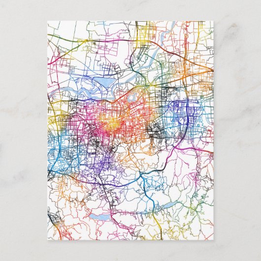 Jinan China City Map Briefkaart (Voorkant)