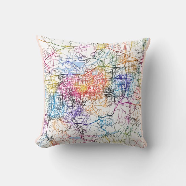 Jinan China City Map Kussen (Voorkant)