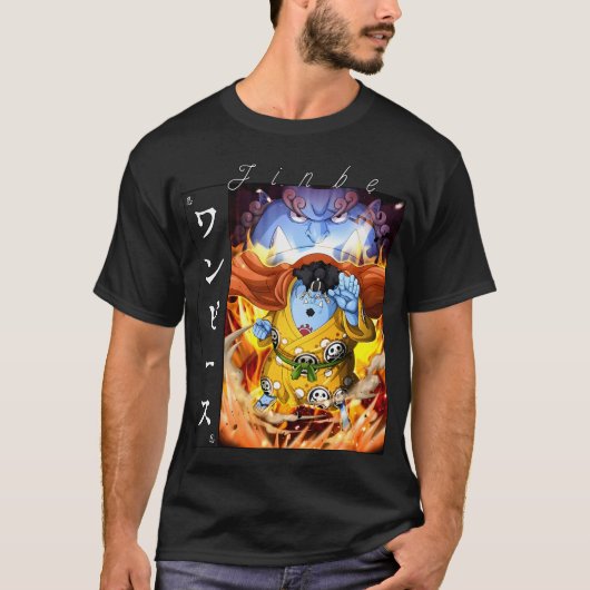 Jinbe Ridder van de Zee Visserman Karate Anime Kun T-shirt (Voorkant)