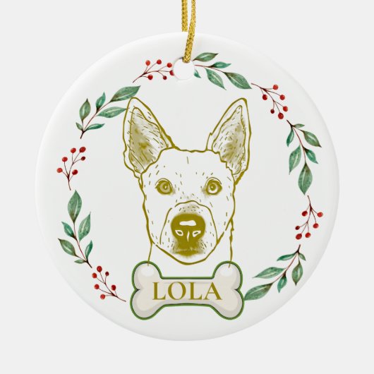 Jindo Hond Gepersonaliseerde Hand Drawing Keramisch Ornament (Voorkant)