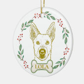 Jindo Hond Gepersonaliseerde Hand Drawing Keramisch Ornament (Links)