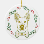 Jindo Hond Gepersonaliseerde Hand Drawing Keramisch Ornament (Achterkant)
