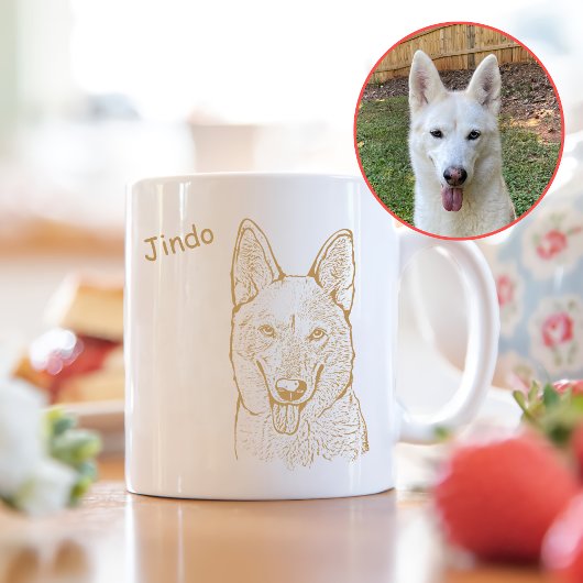 Jindo Hond Gepersonaliseerde Hand Drawing Koffiemok
