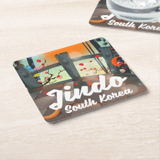 Jindo South korea Kartonnen Onderzetters (Schuin)