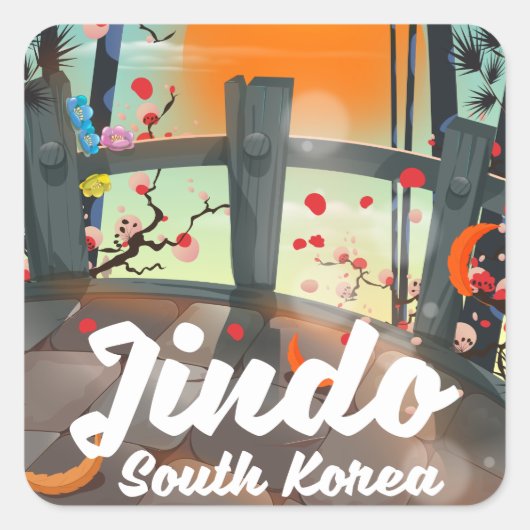 Jindo Zuid-Korea Vierkante Sticker (Voorkant)