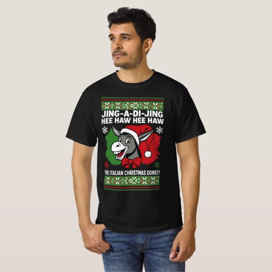 Jing a Di Jing Dominick Italian Christmas Donkey T-shirt (Voorkant volledig)