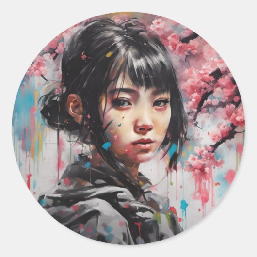 Jing Jing (静静) Ronde Sticker (Voorkant)