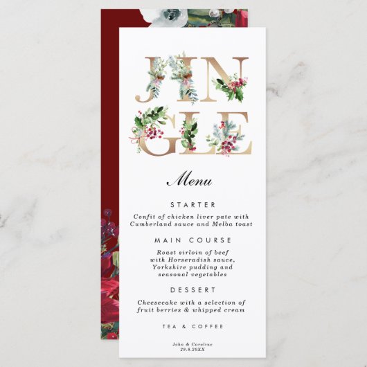 Jingl Kerstvakantie Trouwkaart Menu (Voorkant / Achterkant)