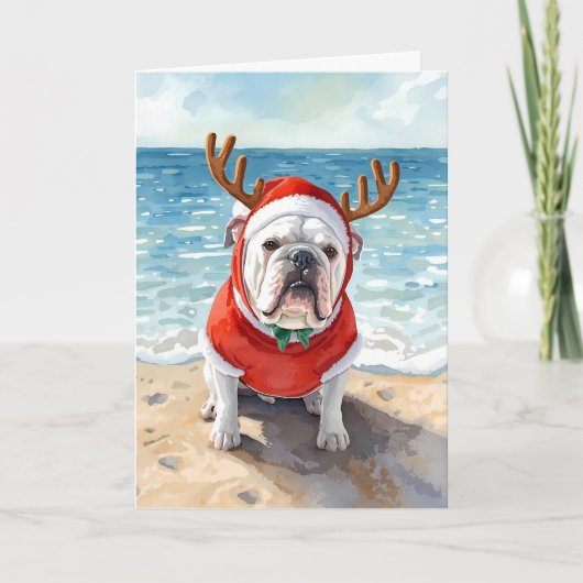 Jingle All the Waves – Bulldog Beach Kerstmis Kaart (Voorkant)