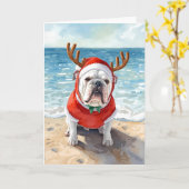 Jingle All the Waves – Bulldog Beach Kerstmis Kaart (Gele Bloem)