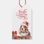 Jingle All The Way Basset Hound Dog Kerstmis Cadeaulabel (Voorkant)