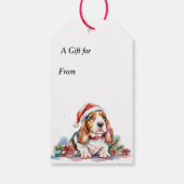 Jingle All The Way Basset Hound Dog Kerstmis Cadeaulabel (Achterkant)