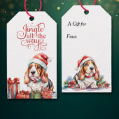 Jingle All The Way Basset Hound Dog Kerstmis Cadeaulabel