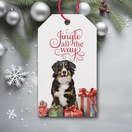 Jingle All the Way Berner Sennenhond Kerstmis Cadeaulabel
