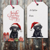 Jingle All The Way Black Lab Puppy Kerstmis Cadeaulabel