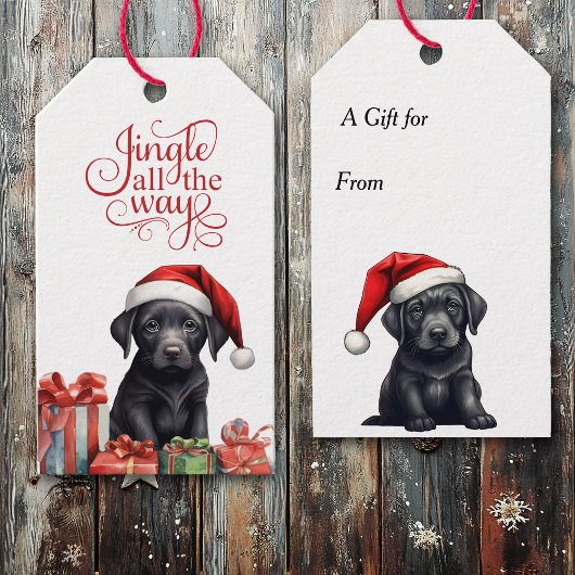 Jingle All The Way Black Lab Puppy Kerstmis Cadeaulabel