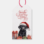 Jingle All The Way Black Lab Puppy Kerstmis Cadeaulabel (Voorkant)
