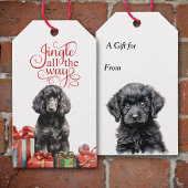 Jingle All The Way Black Poodle Kerstmis Cadeaulabel