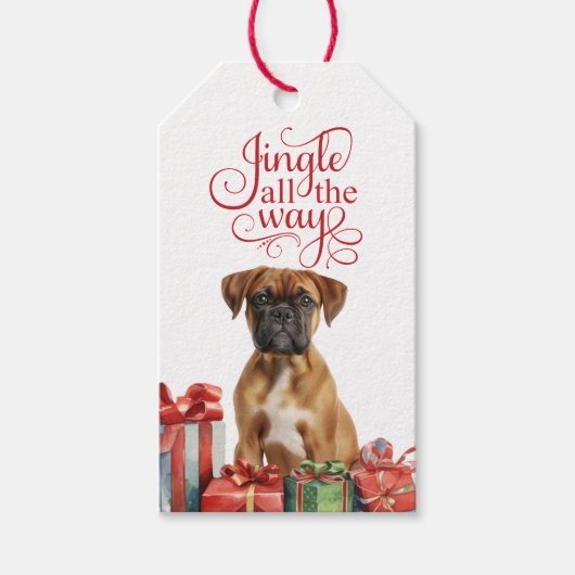 Jingle All The Way Boxer Dog Christmas Cadeaulabel (Voorkant)