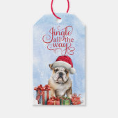 Jingle All the Way Bulldog Kerstmis Cadeaulabel (Voorkant)