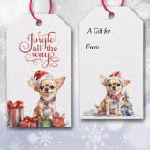 Jingle All The Way Chihuahua Hond Kerstmis Cadeaulabel
