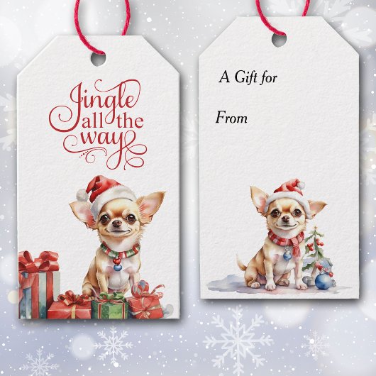 Jingle All The Way Chihuahua Hond Kerstmis Cadeaulabel