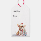 Jingle All The Way Chihuahua Hond Kerstmis Cadeaulabel (Achterkant)
