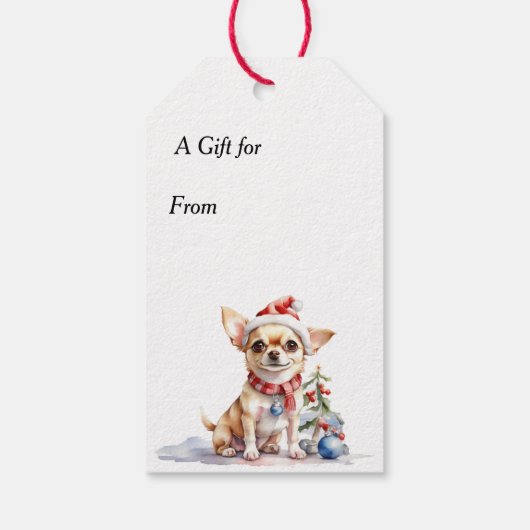 Jingle All The Way Chihuahua Hond Kerstmis Cadeaulabel (Achterkant)