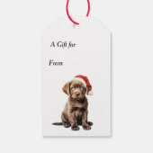 Jingle All The Way Chocolate Lab Puppy Kerstmis Cadeaulabel (Achterkant)