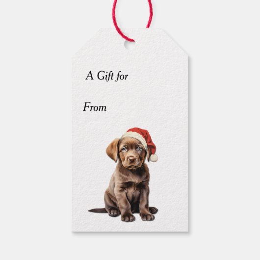 Jingle All The Way Chocolate Lab Puppy Kerstmis Cadeaulabel (Achterkant)