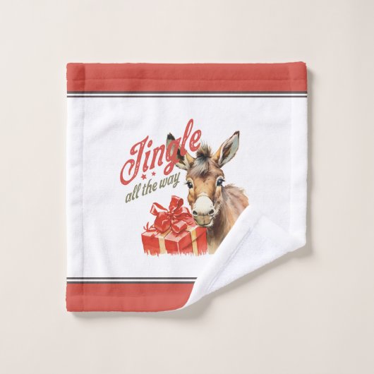Jingle All the Way Christmas Boerderij Ezel Bad Handdoek (Wasdoekje)
