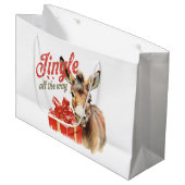 Jingle All the Way Christmas Boerderij Ezel Groot Cadeauzakje (Voorkant Gekanteld)