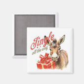 Jingle All the Way Christmas Boerderij Ezel Magneet (Voorkant / Achterkant)