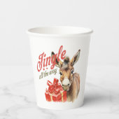 Jingle All the Way Christmas Boerderij Ezel Papieren Bekers (Achterkant)