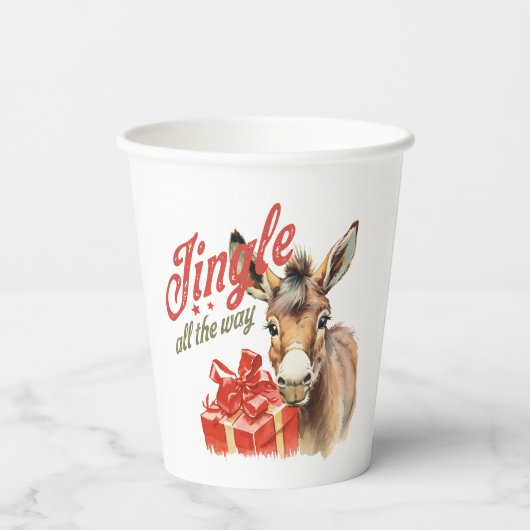 Jingle All the Way Christmas Boerderij Ezel Papieren Bekers (Achterkant)