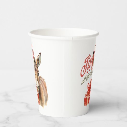 Jingle All the Way Christmas Boerderij Ezel Papieren Bekers (Rechts)