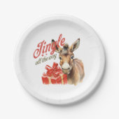 Jingle All the Way Christmas Boerderij Ezel Papieren Bordje (Voorkant)