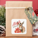 Jingle All the Way Christmas Boerderij Ezel Vierkante Sticker<br><div class="desc">Jingle helemaal met deze schattige  geïnspireerde ezel met kerstcadeau! Dit feestelijke boerderij ontwerp is ideaal voor het verspreiden van feestvreugde en het toevoegen van een vleugje nostalgie aan uw vakantie-inrichting.</div>