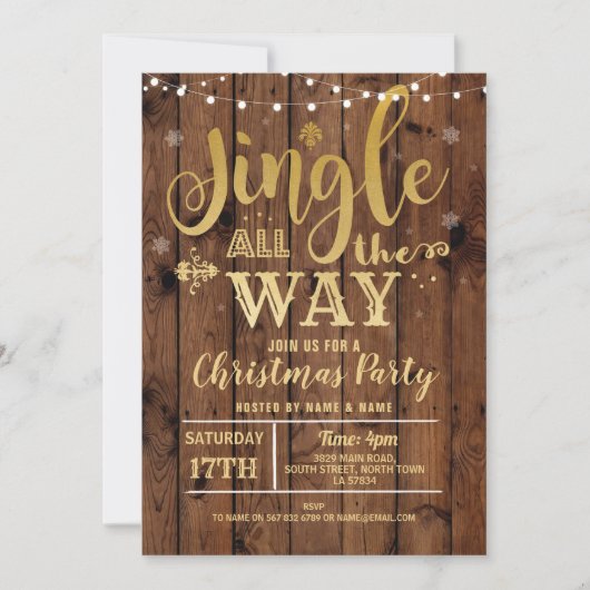 Jingle All The Way Christmas Party Feestdagen Gold Kaart (Voorkant)
